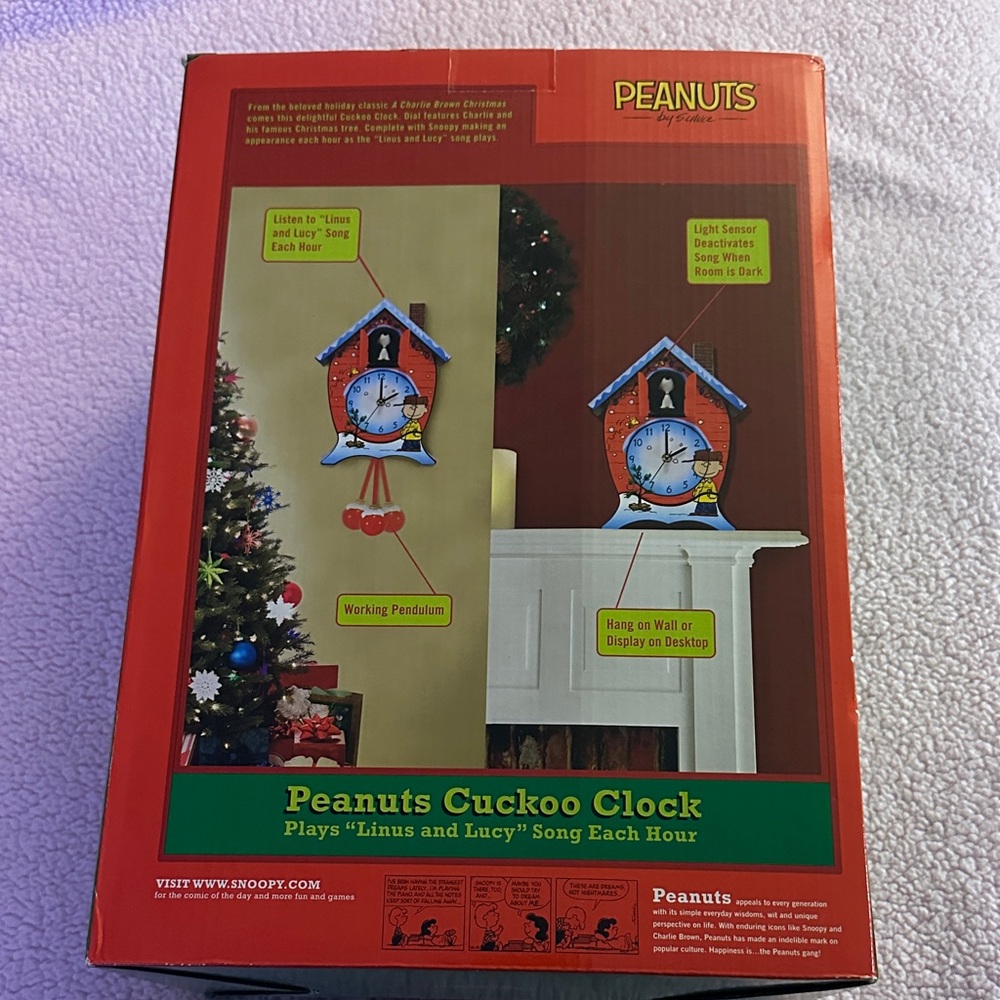 Peanuts Cuckoo Clock with Blue and Red Accents- missing battery cover